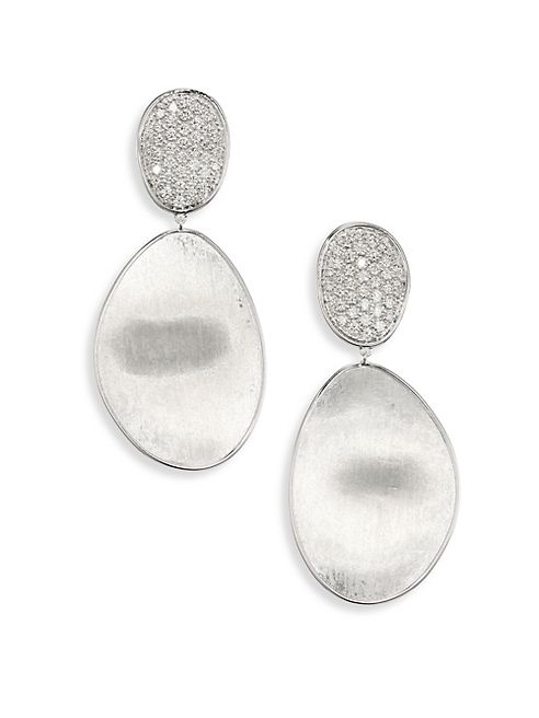 Marco Bicego - Lunaria Medium Diamond & 18K White Gold Double-Drop Earrings