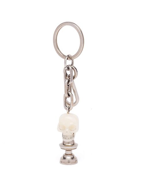 Alexander McQueen - Skull Pipe Silvertone Brass Key Ring