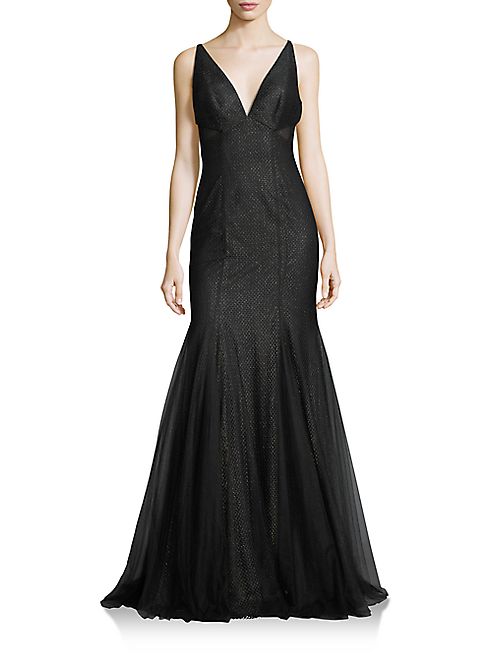 ML Monique Lhuillier - Textured Mermaid Gown