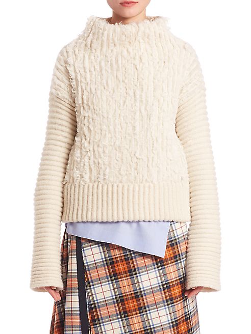 Cédric Charlier - Furry Cable-Knit Turtleneck