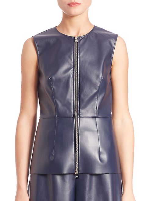 Cédric Charlier - Faux Leather Zip-Front Top