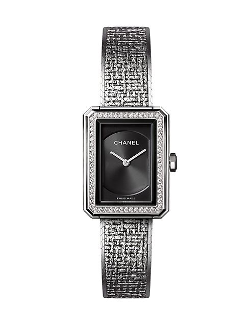 CHANEL - BOY•FRIEND Tweed Small Diamond & Stainless Steel Bracelet Watch