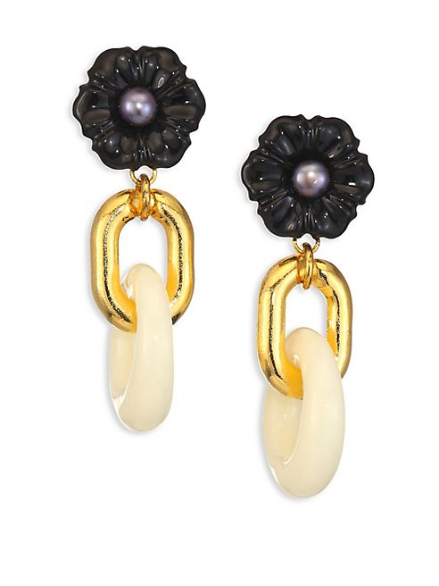 Lizzie Fortunato - Black Dahlia Cultured Freshwater Pearl Drop Earrings