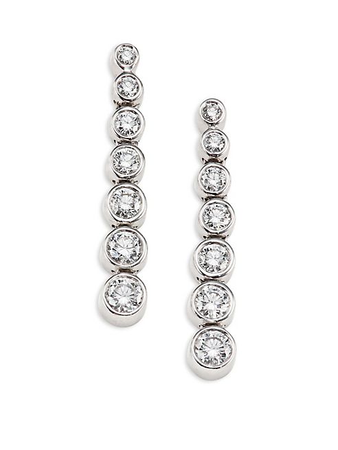 De Beers - Bezel-Set Diamond & 18K White Gold Drop Earrings