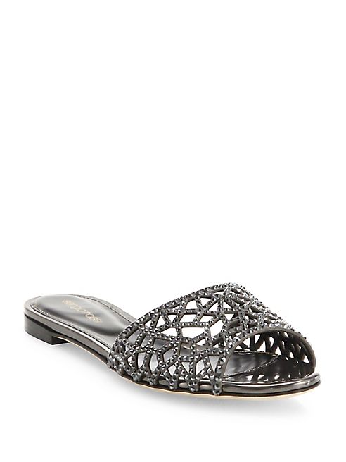 Sergio Rossi - Tresor Swarovski Crystal & Leather Slides