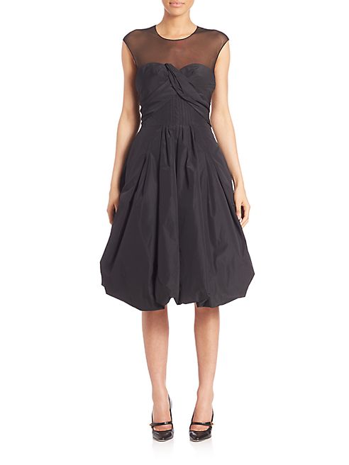 Oscar de la Renta - Bubble Hem Silk Cocktail Dress