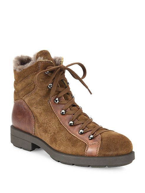 Aquatalia - Lettie Suede, Leather & Shearling Hiking Boots