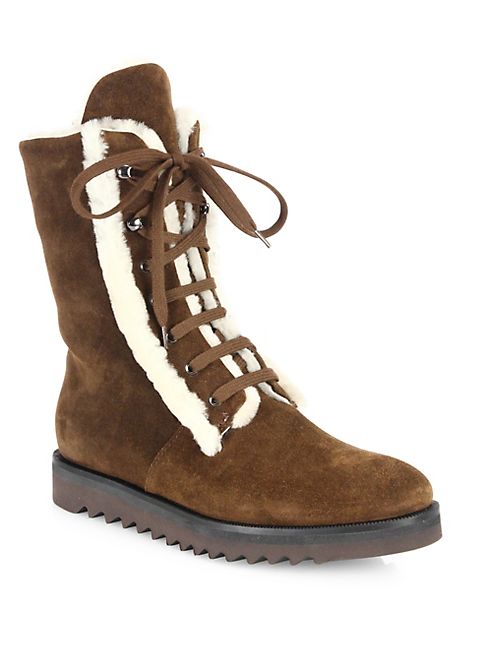 Aquatalia - Payton Suede & Shearling Lace-Up Boots