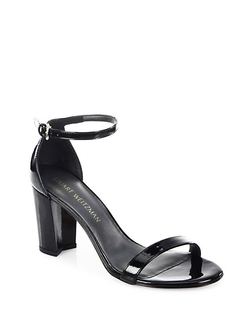 Stuart Weitzman - Nearlynude Patent Leather Block Heel Sandals