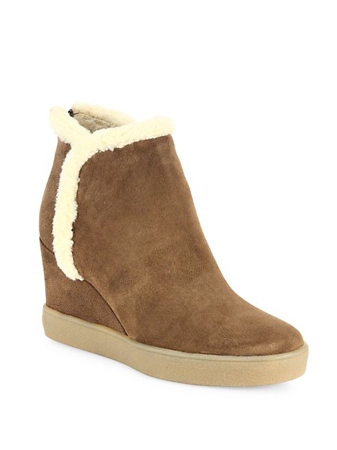 Aquatalia - Charlie Suede & Faux-Fur Wedge Booties