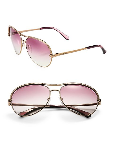 Roberto Cavalli - 61MM Crystal & Metal Aviator Sunglasses