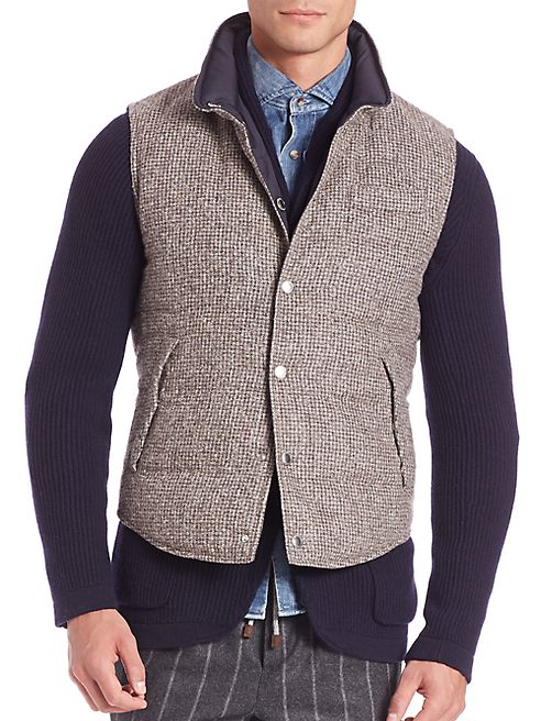 Brunello Cucinelli - Wool-Blend Reversible Tweed Vest