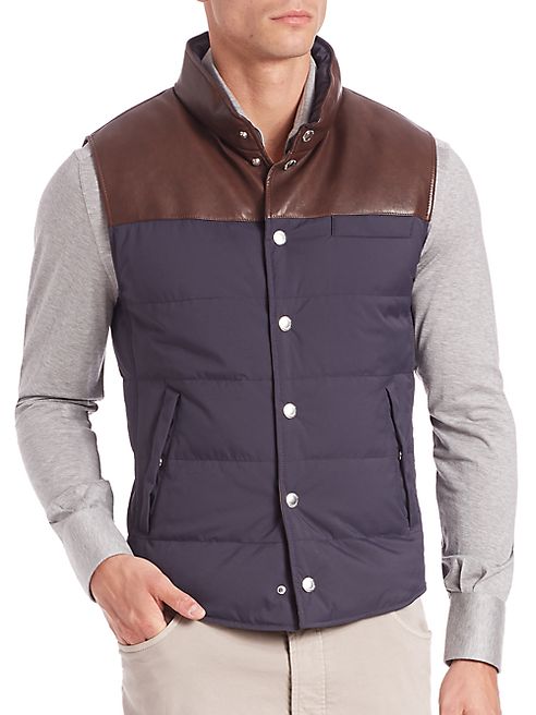 Brunello Cucinelli - Half Leather Quilted Vest