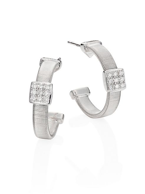 Marco Bicego - Masai Diamond & 18K White Gold Small Hoop Earrings/0.6