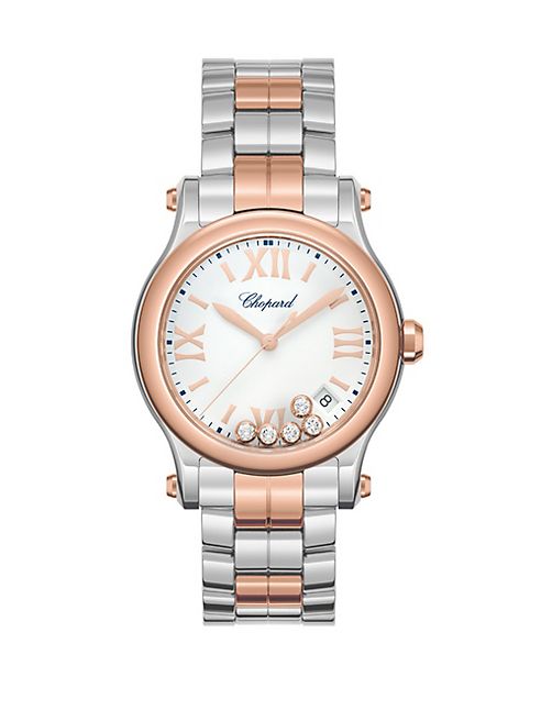 Chopard - Happy Sport Diamond, 18K Rose Gold & Stainless Steel Bracelet Watch