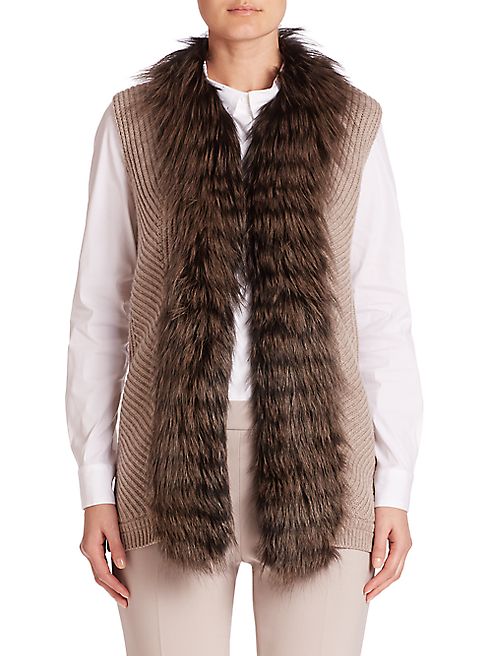 Peserico - Fox Fur-Trim Ribbed Vest