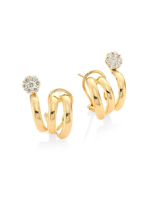 Hueb - Diamond Flower & 18K Yellow Gold Earrings