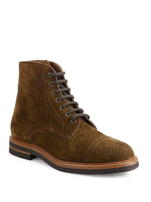 Brunello Cucinelli - Brogue Cap Toe Suede Boots