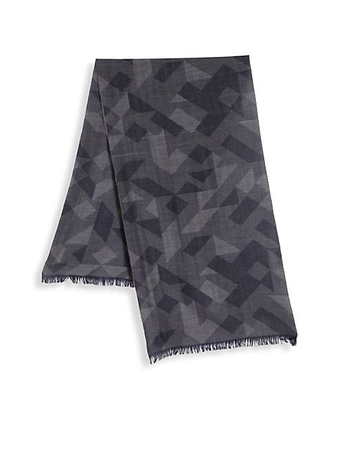 Saks Fifth Avenue Collection - Johnstons of Elgin Printed Merino Wool Frayed Scarf