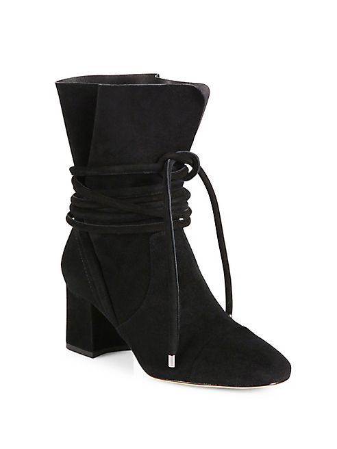 Alexandre Birman - Betsy Suede Wraparound Tie Block Heel Booties