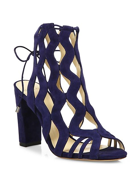 Alexandre Birman - Loretta Suede Block Heel Cage Sandals