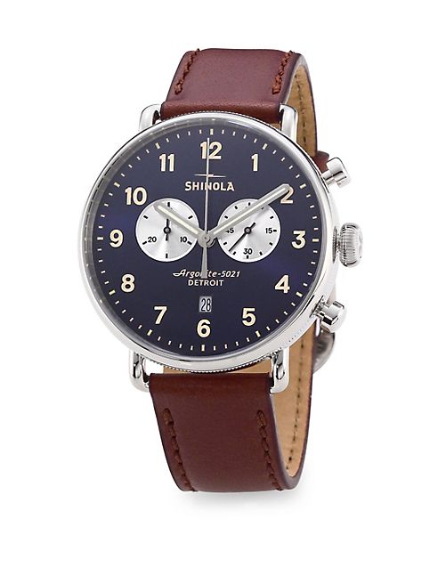 Shinola - Canfield Chronograph Sunray Dial Leather Strap Watch