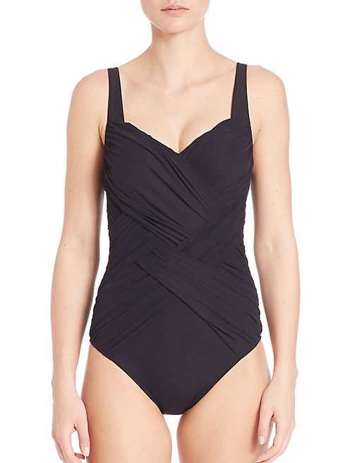 Gottex Swim - One-Piece Lattice Shaped Square Neck Swimsuit