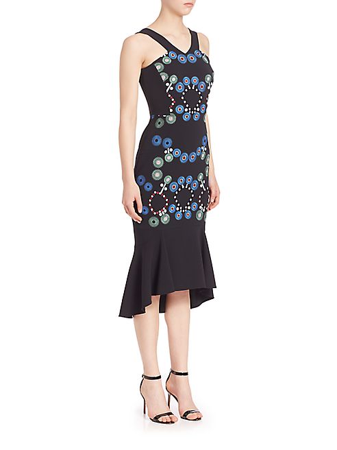 Peter Pilotto - Cady Embroidered Peplum Hem Dress