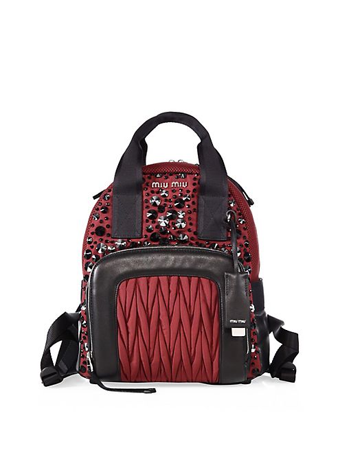 Miu Miu - Embellished Leather Trim Backpack