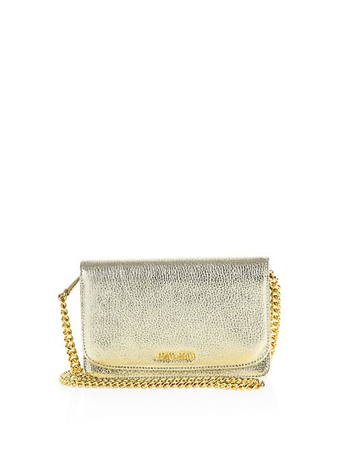 Miu Miu - Madras Metallic Leather Chain Wallet