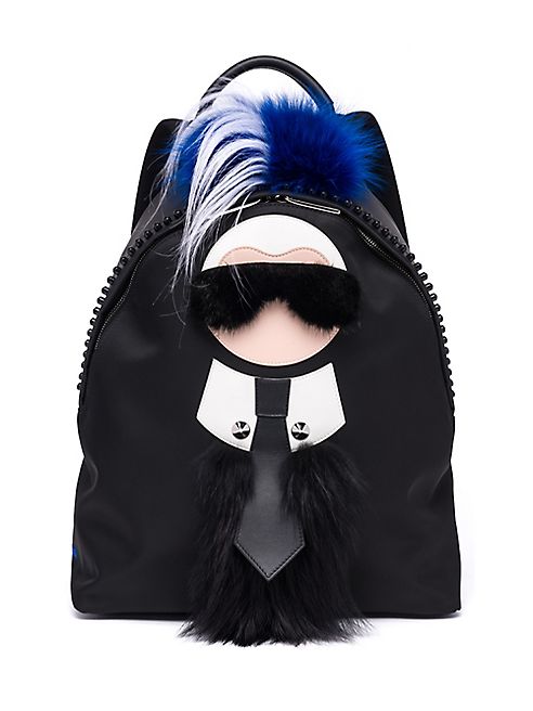 Fendi - Karlit Fox, Mink, Kidasia &   Leather Backpack