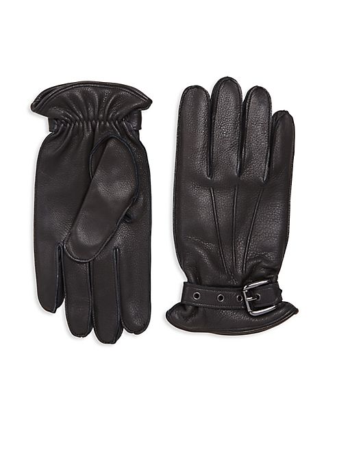 Saks Fifth Avenue Collection - Buckled Leather Gloves