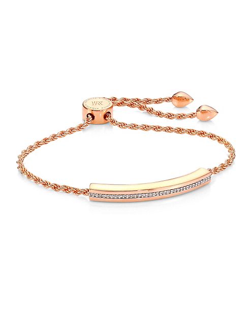 Monica Vinader - Linear Diamond Chain Bracelet/Rose Goldtone