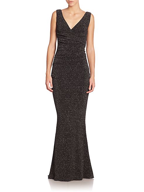 Talbot Runhof - Bossa Glitter Cloque Jersey Gown