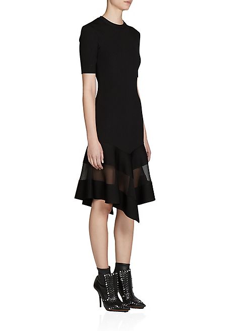 Givenchy - Ribbed Knit Ruffle Hem Dress