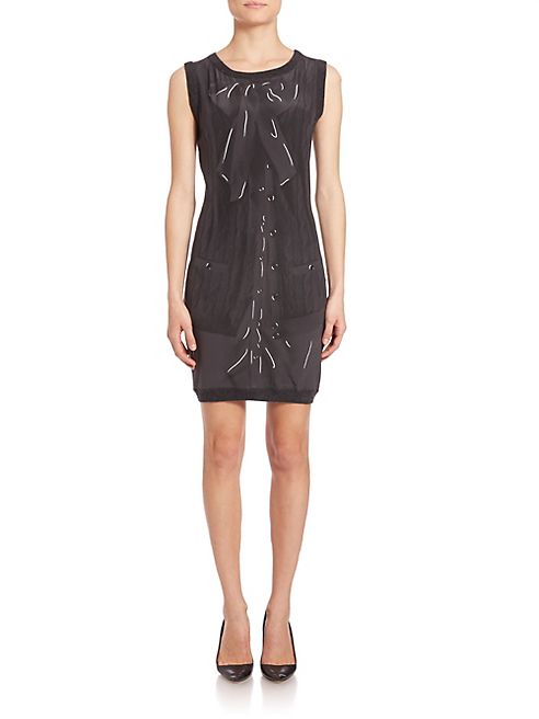 Moschino - Sleeveless Knit Faux Bowtie Print Dress