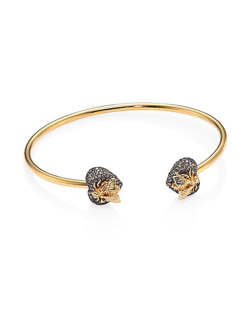 Gucci - Bee Heart Diamond, 18K Yellow Gold & Sterling Silver Bangle