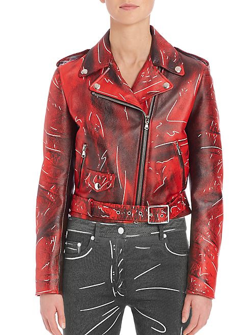 Moschino - Faded Faux Leather Moto Jacket