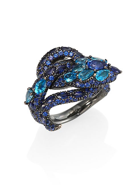 Gucci - Le Marché Des Merveilles Blue Topaz, Sapphire & 18K White Gold Ring