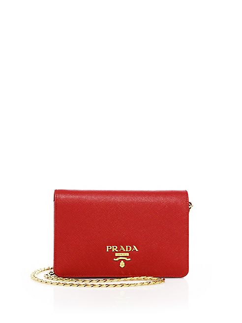 Prada - Luxe Saffiano Leather Chain Wallet