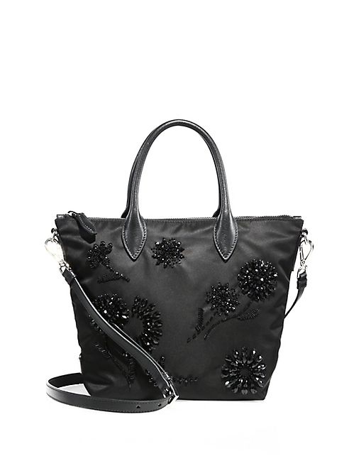 Prada - Floral-Beaded Nylon Tote