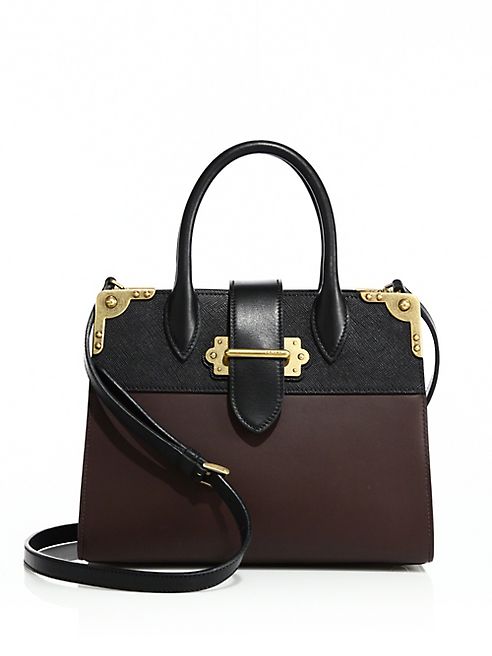 Prada - City Leather Top-Handle Accordion Tote