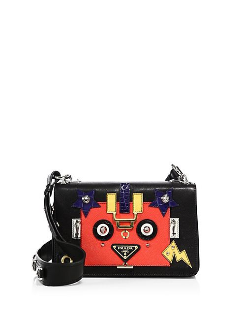 Prada - Glace Leather Robot Crossbody Bag