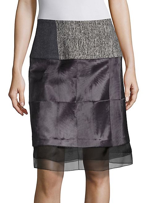 Carolina Herrera - Lamb Fur Paneled Skirt