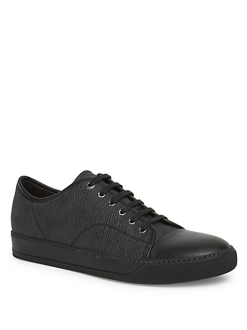 Lanvin - Low-Top Textured   Leather Sneakers