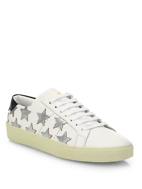 Saint Laurent - Court Classic Metallic Star Leather Sneakers