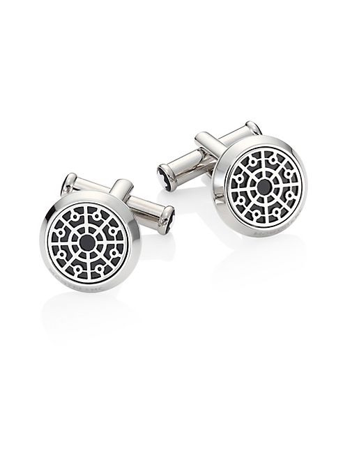 Montblanc - Urban Spirit Onyx & Stainless Steel Manhole Cuff Links