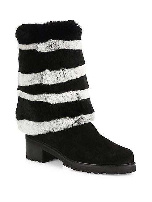 Stuart Weitzman - Blizzard Suede & Mink Mid-Calf Boots