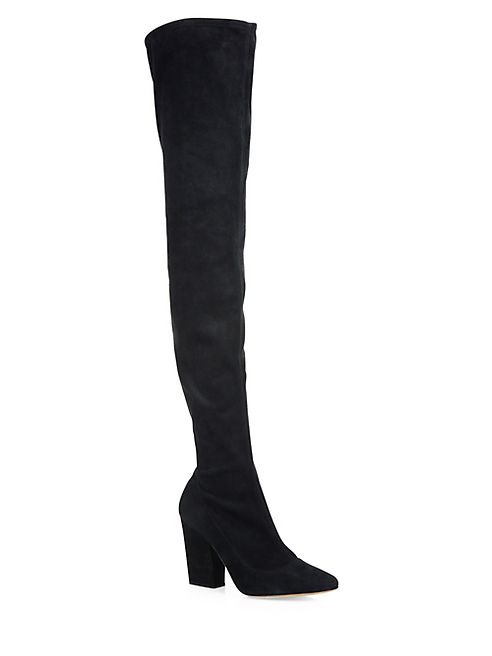 Sergio Rossi - Virginia Stretch-Suede Over-The-Knee Block-Heel Boots