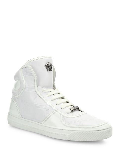 Versace - Greca Panel Hi-Top Leather Sneakers